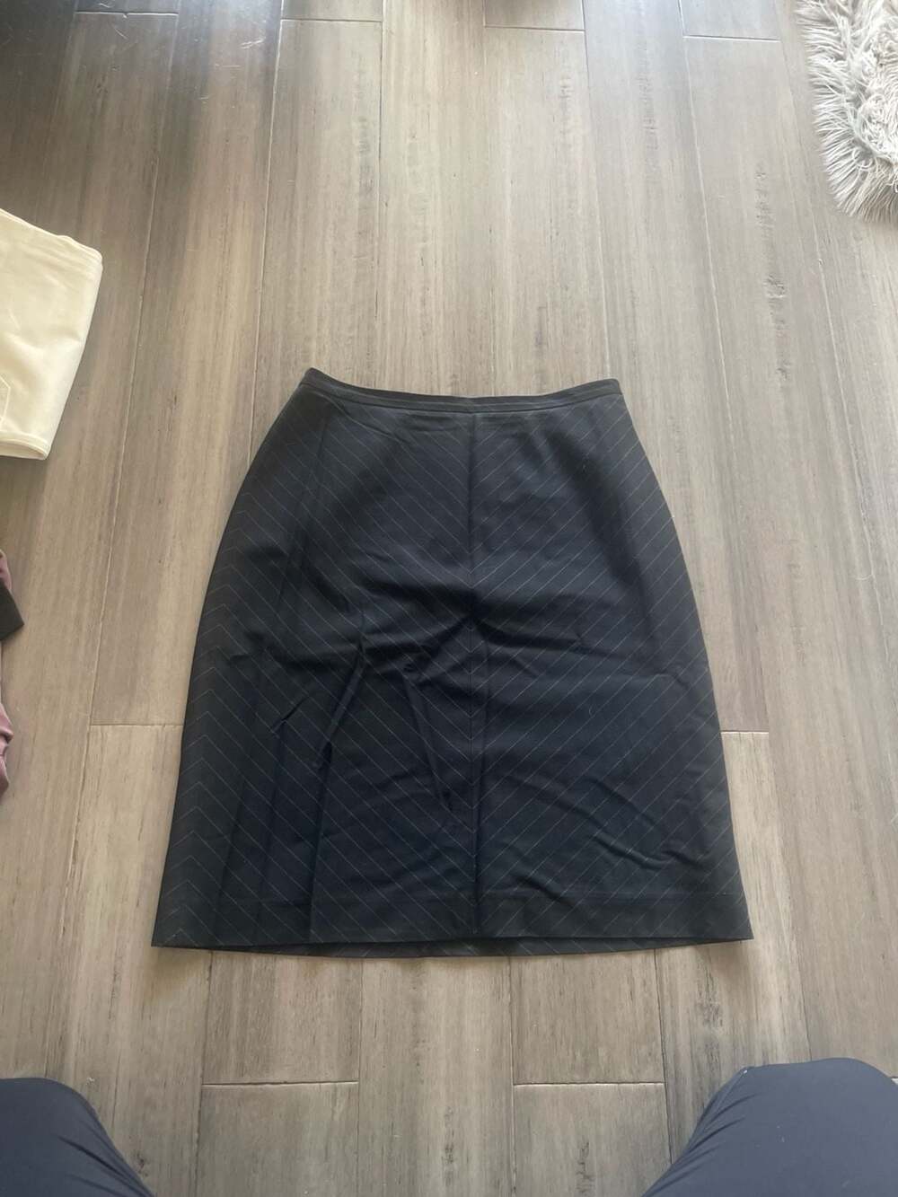 Ann Taylor Skirt Womens 4 Black Chevron Striped Lined Side Zip Lightweight